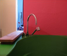 Roze-groene badkamer